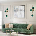 Green three-head glass lamp shade gold wall lamp